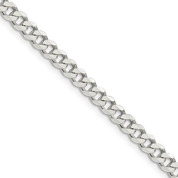4.5mm Sterling Silver Solid Classic Curb Chain Necklace, 30 Inch - Picture 1 of 8